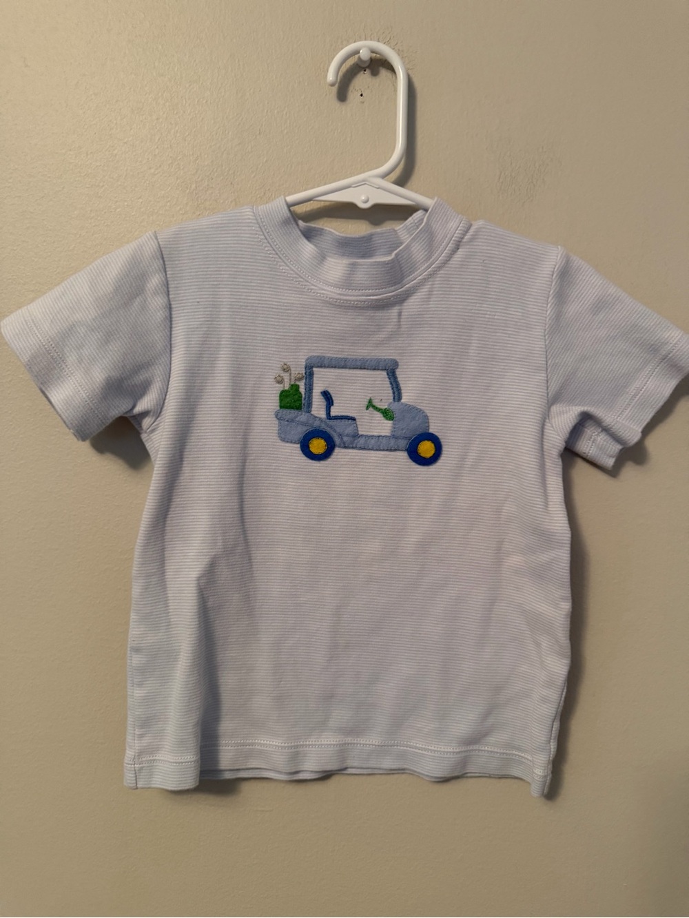 Squiggles By Charlie Light Blue Kids Tee with Golf Cart Applique